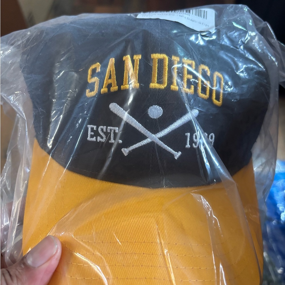 San Diego Embroidered Baseball Cap - Black & Mustard